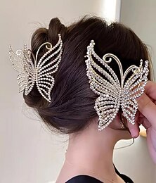 economico -fermagli per artigli per capelli in cristallo a farfalla fermagli per capelli in metallo dorato con strass di perle fermagli per mascelle per capelli con gemme di grandi dimensioni fermagli per