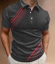 billiga -Herr POLO Shirt Knapp upp Polos Golftröja Grafiska tryck Geometri Nedvikt Grå Utomhus Gata Kort ärm Mönster Kläder Sport Mode Streetwear Designer