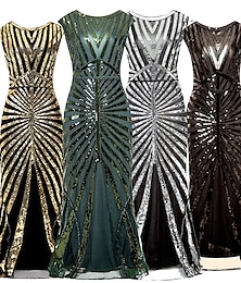 cheap -Roaring 20s 1920s Cocktail Dress Vintage Dress Flapper Dress Dress Party Costume Prom Dress Prom Dresses The Great Gatsby Women's Sequin V Neck Christmas Wedding Party Wedding Guest Adults' Dress