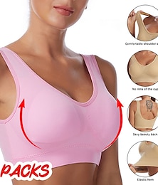 abordables -Soutien-Gorges de Sport Femme Brassière Soutien Important Coussin Amovible Sans-Fil Yoga Aptitude Exercice Physique Des sports Tenues de Sport à Maintien Supérieur Respirable Séchage rapide Elastique