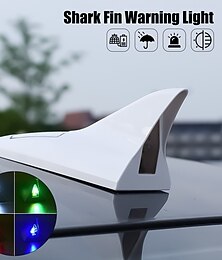 baratos -antena de barbatana de tubarão solar anti luz traseira solar led luz de aviso de teto antena decorativa