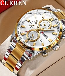 cheap -CURREN Fashion Mens Quartz Watches Luxury Chrono Sport Watch Men Quartz Calendar Stainless Steel Bracelet Waterproof Multifunction Wristwatch Male Clock