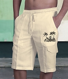 billiga -Herr Cargo-shorts Sommarshorts Snörning Elastisk midja Mönster Kokosnötsträd Grafiska tryck Andningsfunktion Mjuk Kort Ledigt Dagligen Helgdag Streetwear Designer Svart Blå Microelastisk