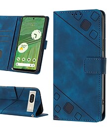 billiga -telefon fodral Till Google Pixel 7/7Pro / 6/6Pro Handväska Plånboksfodral med avtagbar korsrem med handledsrem Korthållare Solid färg Geometriska mönster TPU PU läder