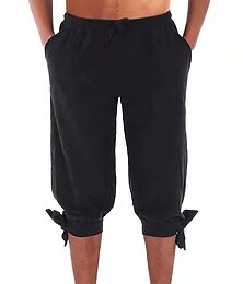 abordables -Vintage Medieval Renacimiento Pantalones Bermudas pantalones piratas Pirata Vikingo Cruzado Hombre Pirata Fantasía Pantalones Verano