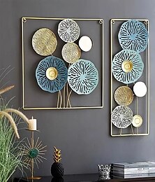 economico -1pc decorazione da parete, decorazione da parete in metallo progettata con foglia di loto, decorazione da parete rustica appesa, arte da parete in metallo da fattoria, decorazione da parete moderna per soggiorno camera da letto ufficio