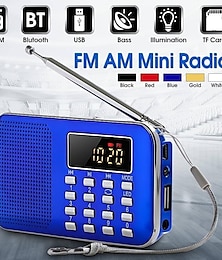 billiga -bärbar digital am FM-radio mediahögtalare mp3 musikspelare stöd tf-kort / usb-skiva med LED-skärm och nödficklampafunktion