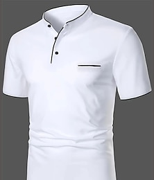 billiga -Herr POLO Shirt Golftröja Gata Ledigt Hög krage Kortärmad Mode Grundläggande Slät Klassisk Sommar Normal Marin Svart Vit Röd POLO Shirt