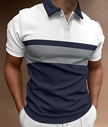 billiga -Herr POLO Shirt Golftröja Ledigt Helgdag Klassisk Kortärmad Mode Grundläggande Färgblock Knapp Sommar Normal Rubinrött Smaragdgrön Mörkblå Svartvit POLO Shirt