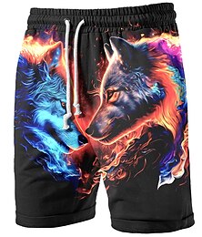 economico -Per uomo Grafico Animale Lupo Pantaloncini da tuta Shorts da Spiaggia Pantaloncini in spugna Misura del girovita medio Casual Athleisure Quotidiano Ferie Abbigliamento casual alla moda Coulisse