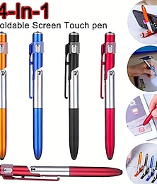 preiswerte -1 Stück Multifunktions-4-in-1-faltbarer Kugelschreiber (Unterstützung für Taschenlampen) für Tablet-Handy, Geschenk zum Geburtstag/Ostern/Präsidententag/Junge/Freundin