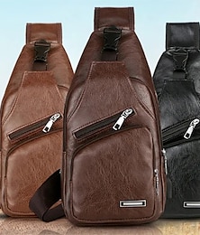 levne -módní pánské ležérní crossbody pouzdro pu kožená taška přes rameno volnočasový hrudník pack