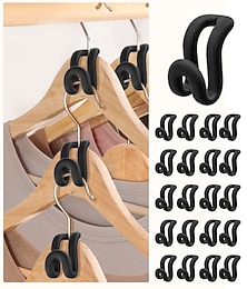 preiswerte -10 Stück Kleiderbügel-Verbindungshaken, rutschfeste Kleiderbügel mit Samtbeschichtung, beflockte Kleiderbügel-Verlängerungshaken, platzsparend, robuste Kleiderbügelhaken für Schrank-Organizer