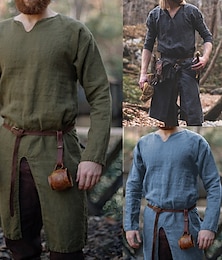 abordables -Medieval Renacimiento siglo 17 Camisas Sayo Guerrero Vikingo Ranger élfico Hombre Tiro al arco Víspera de Todos los Santos LARP Camisas