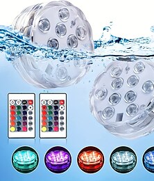 economico -luci sommergibili esterne impermeabili 10 led rgb lampada da pesca subacquea luci della fontana dello stagno telecomando a batteria 16 colori luci della piscina per vaso acquario serbatoio di pesci