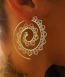 abordables -grandes boucles d'oreilles en spirale exagérées tourbillon engrenage forme de coeur bijoux d'oreille vintage pour femmes filles 1 paire