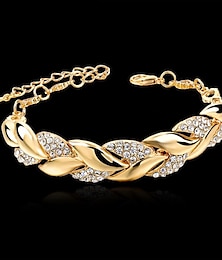 cheap -Women's Bracelets Fashion Full Diamond-Gold Leaf Bracelet Alloy Zirconia Jewelry for Girlfriend Valentines Mothers Jewelry Gifts