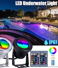 abordables -lumières de l'étang lumière de fontaine sous-marine led projecteur submersible rgb 16 couleurs étanche avec télécommande 10w dc12v lumière de paysage de jardin extérieur 1pc 2pcs