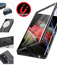 cheap -Phone Case For Samsung Galaxy S23 Ultra S22 Ultra Full Body Case with Stand Holder Magnetic Full Body Protective Solid Colored Tempered Glass PC Metal