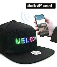 abordables -gorra de béisbol unisex con bluetooth led para teléfono móvil controlada por aplicación, tablero de visualización de mensajes de desplazamiento, gorra snapback de hip hop street