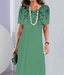 ieftine -Pentru femei Rochie Mini Rochii Tricou Rochie de Vară Rochie de vară Rochie imprimata Modă Șic Stradă Modern În aer liber Zilnic Ieșire Fit regulat Ombre Frunză Manșon scurt Stil Nautic Albastru