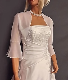 זול -שאלים כיסויי גוף לנשים נקי אלגנטית שרוול 4\3 שיפון עליוניות לחתונה עם צבע טהור עבור מפלגה אביב קיץ