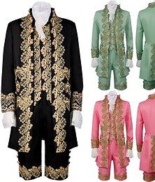 economico -Retrò Vintage Medievale Rinascimento Cappotto Pantaloni Abiti Principe Gentiluomo Ricamato Ricamo Costume Per uomo Reale Carnevale Mascherata Feste Carnevale di Venezia Adulti Cappotto Gilet Pantaloni