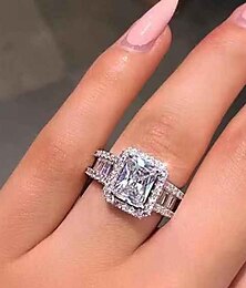 abordables -bague mariage classique argent chrome précieux mode mignon 1pc zircon robe pour impressionner 2025
