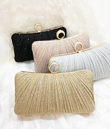 abordables -pochette de soirée élégante à paillettes dorées avec poignée en anneau en strass – accessoire de fête, de mariage et d'événement formel pour femme
