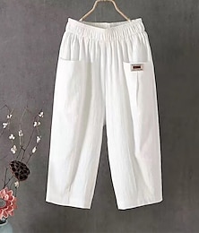 cheap -Women's Shorts Cotton Plain Black White Active High Waist Calf-Length Vacation Weekend Summer Spring