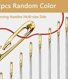 cheap -12pcs Blind Needle Elderly Needle-side Hole Hand Household Sewing Stainless Steel Sewing Needless Threading Diy Jewelry White