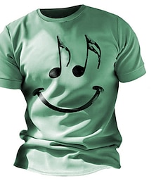 billige -Herre T-shirt Grafisk Sjov Smil ansigt Rund hals Tøj 3D-udskrivning udendørs Daglig Kortærmet Trykt mønster Årgang Mode Designer
