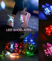 Χαμηλού Κόστους -1 ζευγάρι led κορδόνια αθλητικών παπουτσιών φωτεινά κορδόνια παπουτσιών λαμπερά κορδόνια παπουτσιών στρογγυλά κορδόνια με φως φλας