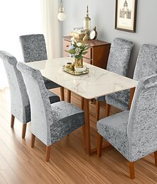 abordables -Lot de 6 housses de chaise de salle à manger extensibles, bordeaux XL/élasthanne surdimensionné, dossier haut, grande housse de chaise en velours pour mariage, salle à manger, cuisine, hôtel, table,