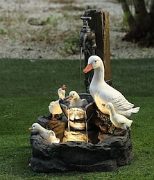 economico -Statua da giardino, luci solari, luci da paesaggio per animali, luci da giardino a LED, statua in resina, fontana d'acqua, anatra, scoiattolo, per decorazioni da esterno per patio.
