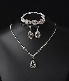 abordables -Nuptiales Parures 1 jeu Alliage 1 Collier Boucles d'Oreilles Bracelets Femme Personnalisé mode simple Briolette Précieux Goutte d'eau diamant Parure de Bijoux Pour Mariage Anniversaire Occasion