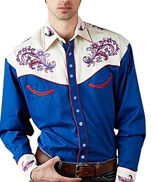 baratos -Retro Vintage Blusa / Camisa Cowboy do Oeste Homens Carnaval Festa Casual / Diário Blusa