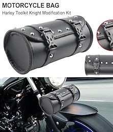 お買い得  -オートバイクルーザーツールバッグフォークバレル形状ハンドルバーフロントフォークバッグ黒サドルバッグオートバイパニアサドルバッグツール