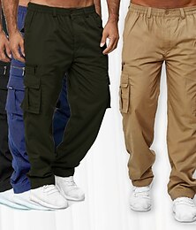ieftine -Bărbați Pantaloni Cargo Pantaloni cargo Pantaloni Talie elastică Multi Buzunare Picior drept Multicolor Exterior Sport Lungime totală Purtare Zilnică Casual Verde Militar Negru Inelastic