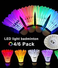 economico -Confezione da 4 volani da badminton a led colorati piuma d'oca a led bagliore uccellini palline da badminton volani