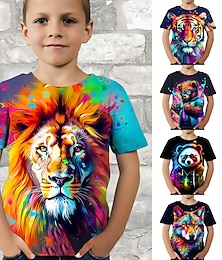 billiga -Pojkar 3D Grafisk Djur Panda T-shirt Kortärmad 3D-tryck Sommar Vår Aktiv Sport Mode Polyester Barn 3-12 år Utomhus Ledigt Dagligen Normal