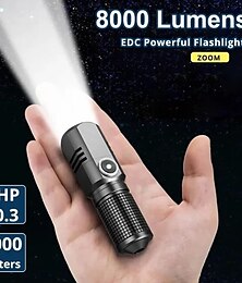 رخيصةأون -Xhp50 مصباح يدوي LED قوي 1500lm 3 أوضاع USB C مصباح يدوي صغير قابل لإعادة الشحن مصباح شعلة عسكري للتخييم يمكن إغلاقه بنقرة واحدة