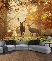 זול -יער בעלי חיים תלוי שטיח קיר אמנות שטיח קיר גדול ציור קיר תפאורה תפאורה רקע שמיכה וילון בית חדר שינה קישוט סלון