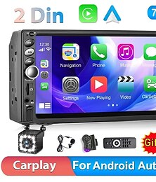 billiga -dubbel din bilstereo radio 7'' pekskärm carplay & för android auto bil multimediaspelare med bt FM-radiomottagare backkamera