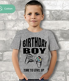 cheap -Boys 3D Graphic Letter Game T shirt Tee Short Sleeve 3D Print Summer Spring Active Sports Fashion 100% Cotton Kids 3-12 Years Outdoor Birthday Casual Regular Fit