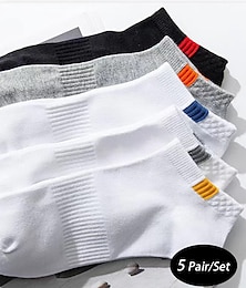 preiswerte -Herren 5 Paare Ankle Socken Versteckte Socken Schwarz Weiß Farbe Glatt Casual Täglich Grundlegend Dünn Sommer Frühling Herbst Cool Atmungsaktiv