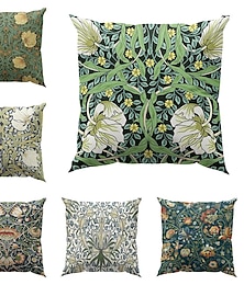 cheap -William Morris Double Side Pillow Cover 4PC Floral Plant Soft Decorative Square Cushion Case Pillowcase for Bedroom Livingroom Sofa Couch Chair