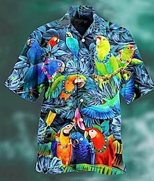 levne -Pánské Košile Táborová košile Grafická košile Aloha košile Zvíře Přehnutý Jezerní modrá Modrá moře Rubínově červená Vodní modrá Tmavě zelená 3D tisk Venkovní ulice Krátký rukáv 3D Tlačítko dolů