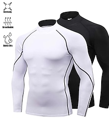 cheap -Arsuxeo Men's Compression Shirt Running Shirt Stripe-Trim Reflective Strip Long Sleeve Base Layer Athletic Fall Polyester Breathable Moisture Wicking Soft Running Active Training Jogging Sportswear