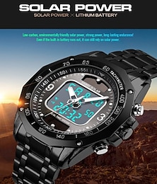 levne -skmei solární pánské sportovní digitální hodinky módní solární sportovní náramkové hodinky duální displej z nerezové oceli vodotěsné mužské hodiny multifunkční analogový digitální displej mužské